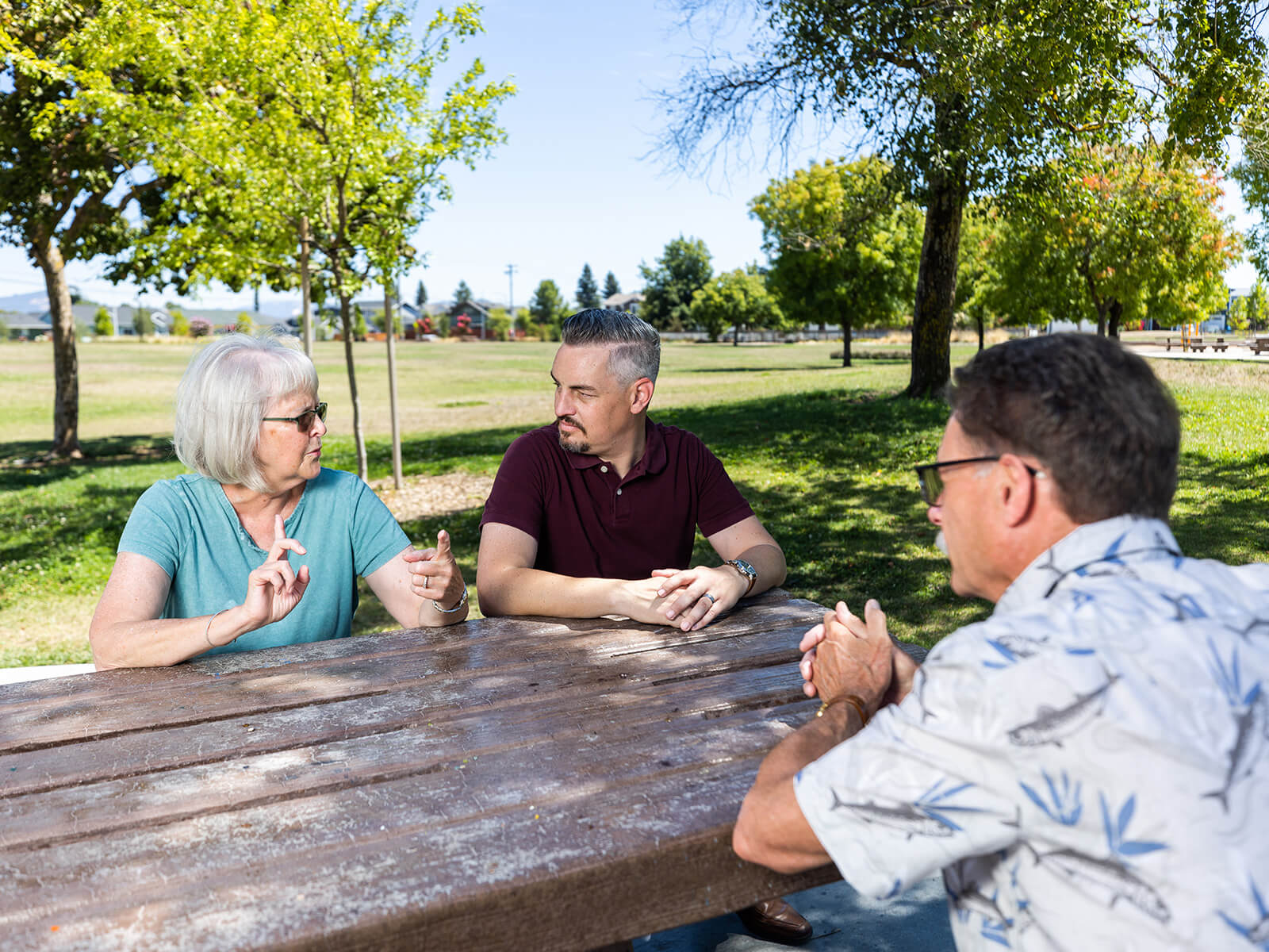 Jeff Okrepkie discussing issues with seniors in community